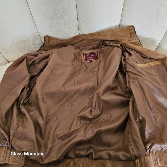 SOLD - Emporio Collection Vintage Men's XL Lined Suede Jacket with Zip Closure - Picture 4 of 14